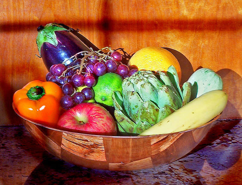 Eat healthy fruits and veggies bowl